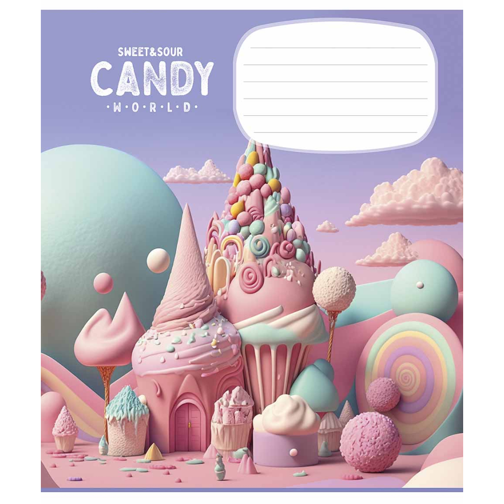 Зошит Школярик Candy world 12 аркушів клітинка (012-3266K)
