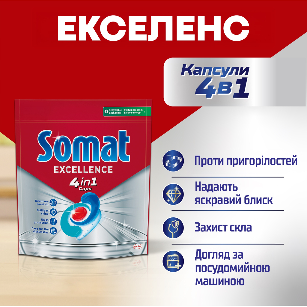Таблетки для посудомийних машин Somat Excellence 88 шт. (9000101831559)