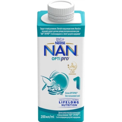 Дитяча суміш Nestle NAN 1 Optipro з 5 олігосахаридами з народження 200 мл (1000080)