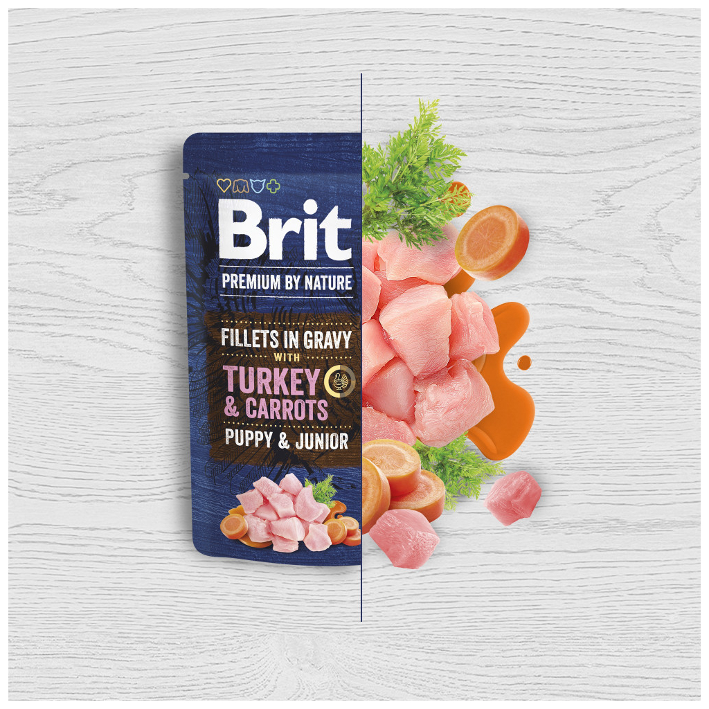 Вологий корм для собак Brit Premium Fillets in Gravy Turkey & Carrots Puppy 85 г (8595602572458) Вологий корм для собак Brit Premium Fillets in Gravy Turkey & Carrots Puppy 85 г (8595602572458)