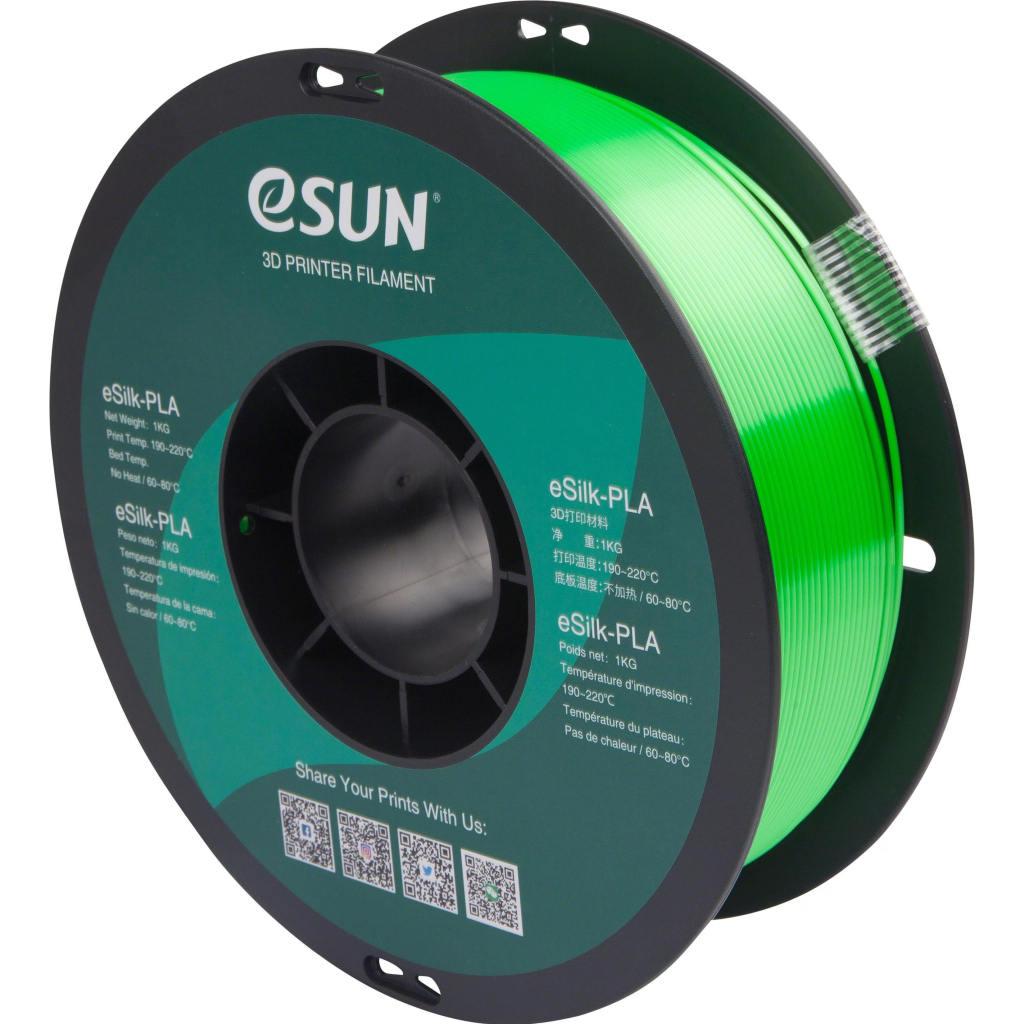 Пластик для 3D-принтера eSUN ePLA-Silk 1,75mm 1kg GREEN (EPLA-SILK-P175G1)
