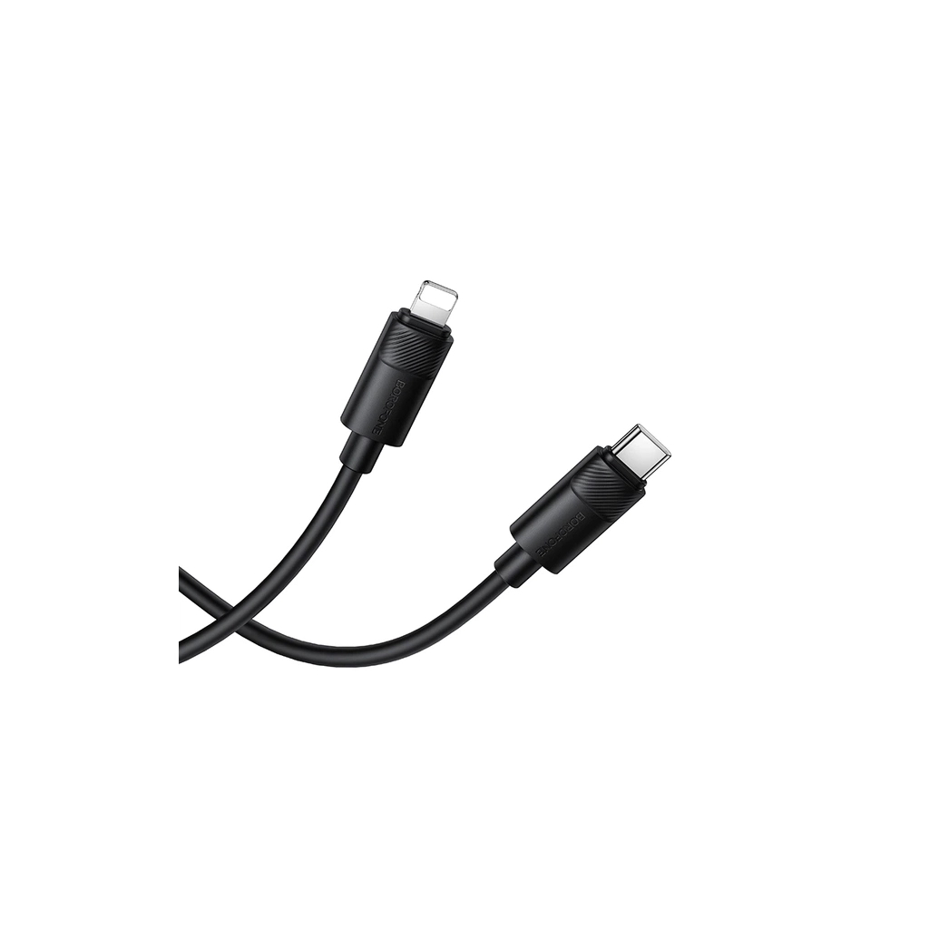 Дата кабель USB-C to Lightning 1.0m PD30W silicone BX123 Leya black BOROFONE (6941991124174)