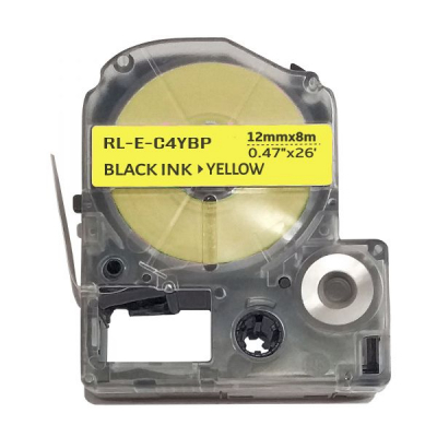 Label printer tape UKRMARK RL-E-LC4YBP-BK/YE, analogue of LC4YBP. 12 mm x 8 m (CELC4YBP)
