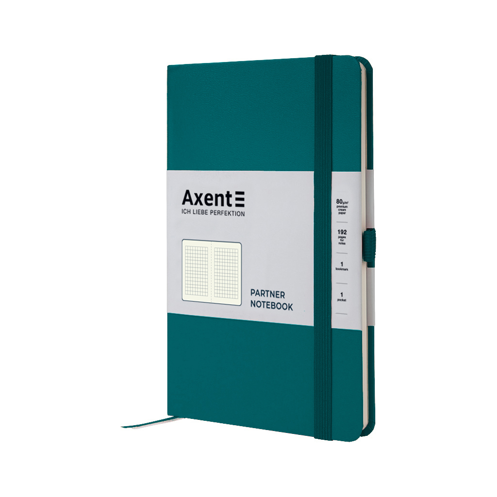 Книга записна Axent Partner, 125x195 мм, 96 аркушів, клітинка, малахіт (8201-31-A)