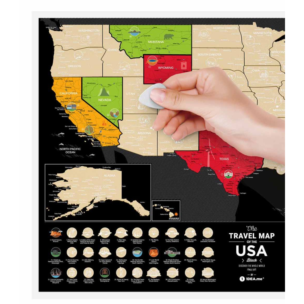 Скретч карта 1DEA.me Travel Map USA Black (13028)