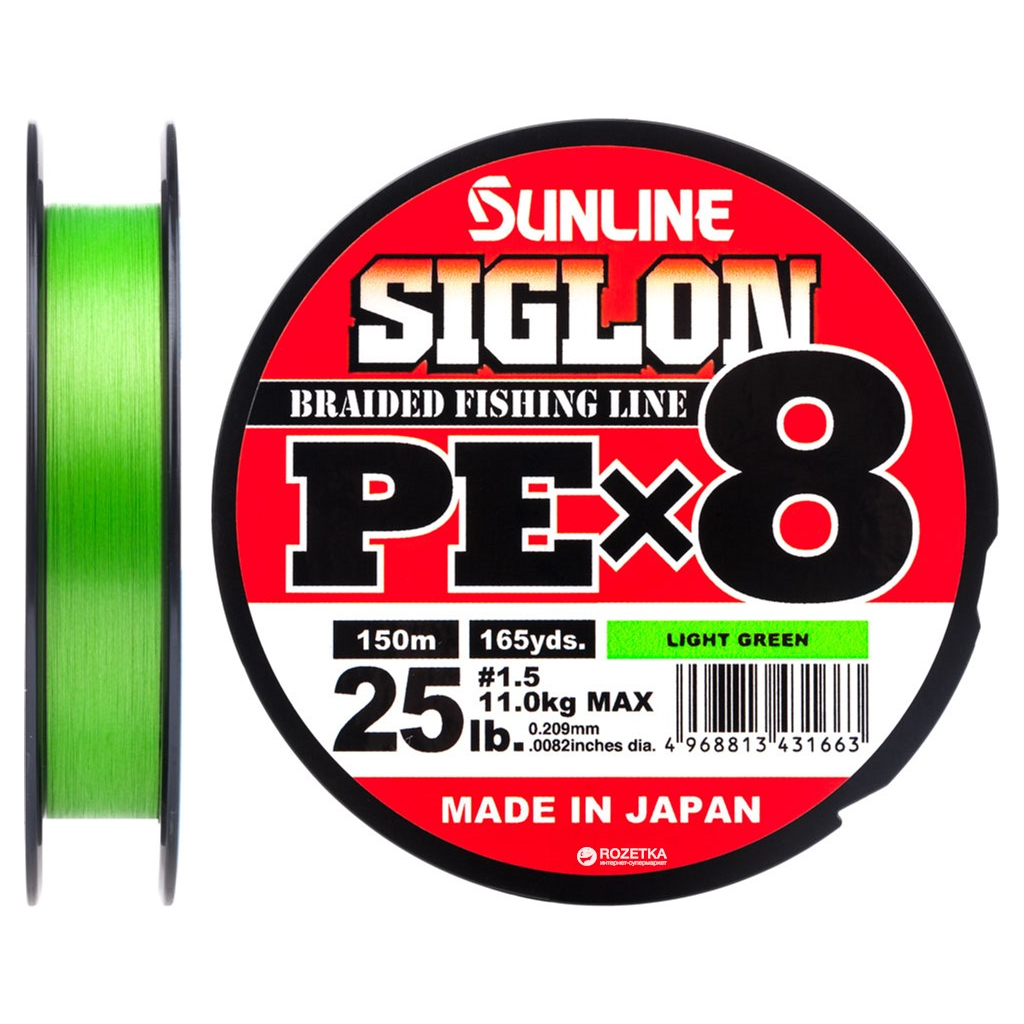 Шнур Sunline Siglon PE х8 150m 1.5/0.209mm 25lb/11.0kg Light Green (1658.09.67) Шнур Sunline Siglon PE х8 150m 1.5/0.209mm 25lb/11.0kg Light Green (1658.09.67)