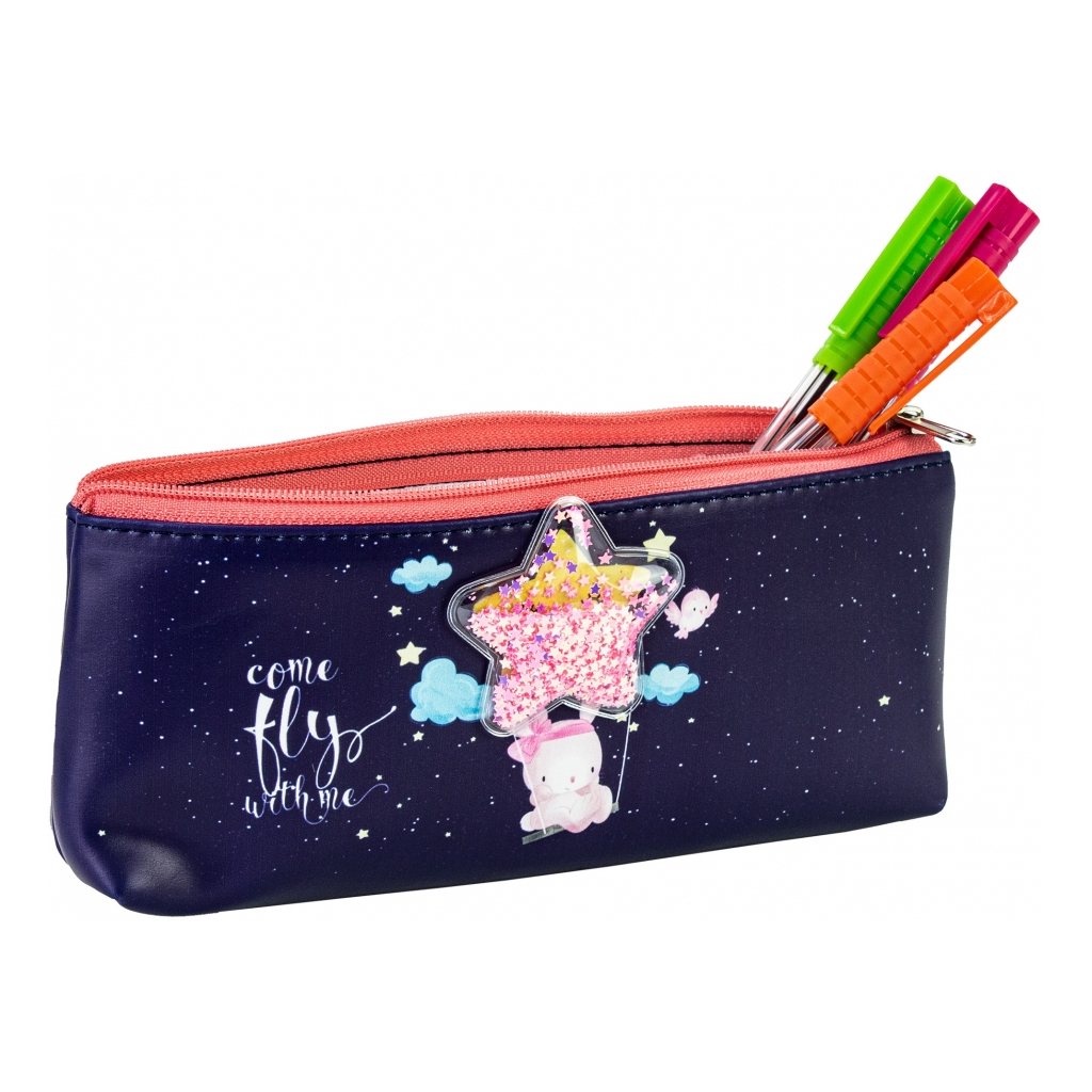 Пенал Cool For School з конфеті 1 відділення синій (CF87024)