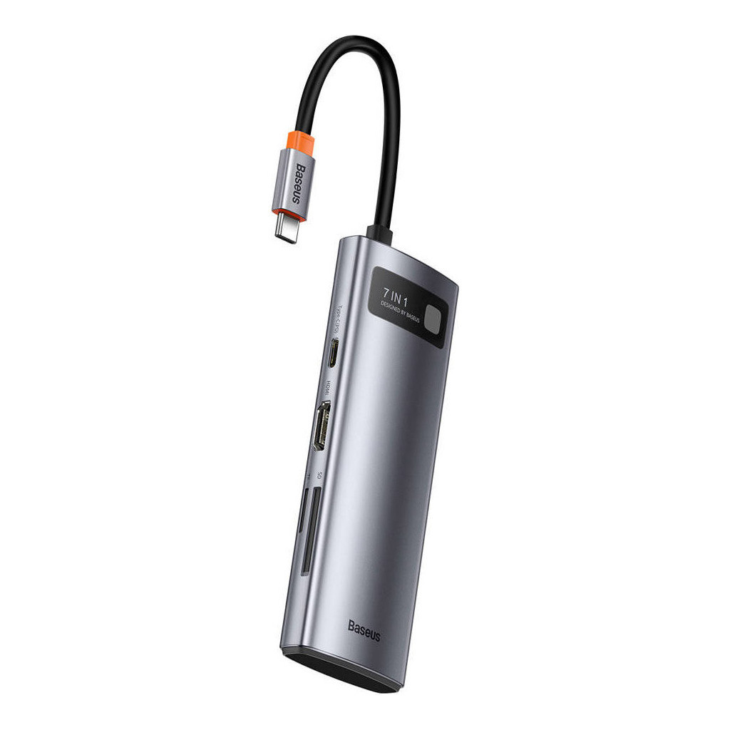 Порт-реплікатор Baseus 7-in-1 Metal Gleam Series Type-C to HDMI+USB+SD/TF Docking Station (WKWG020113)