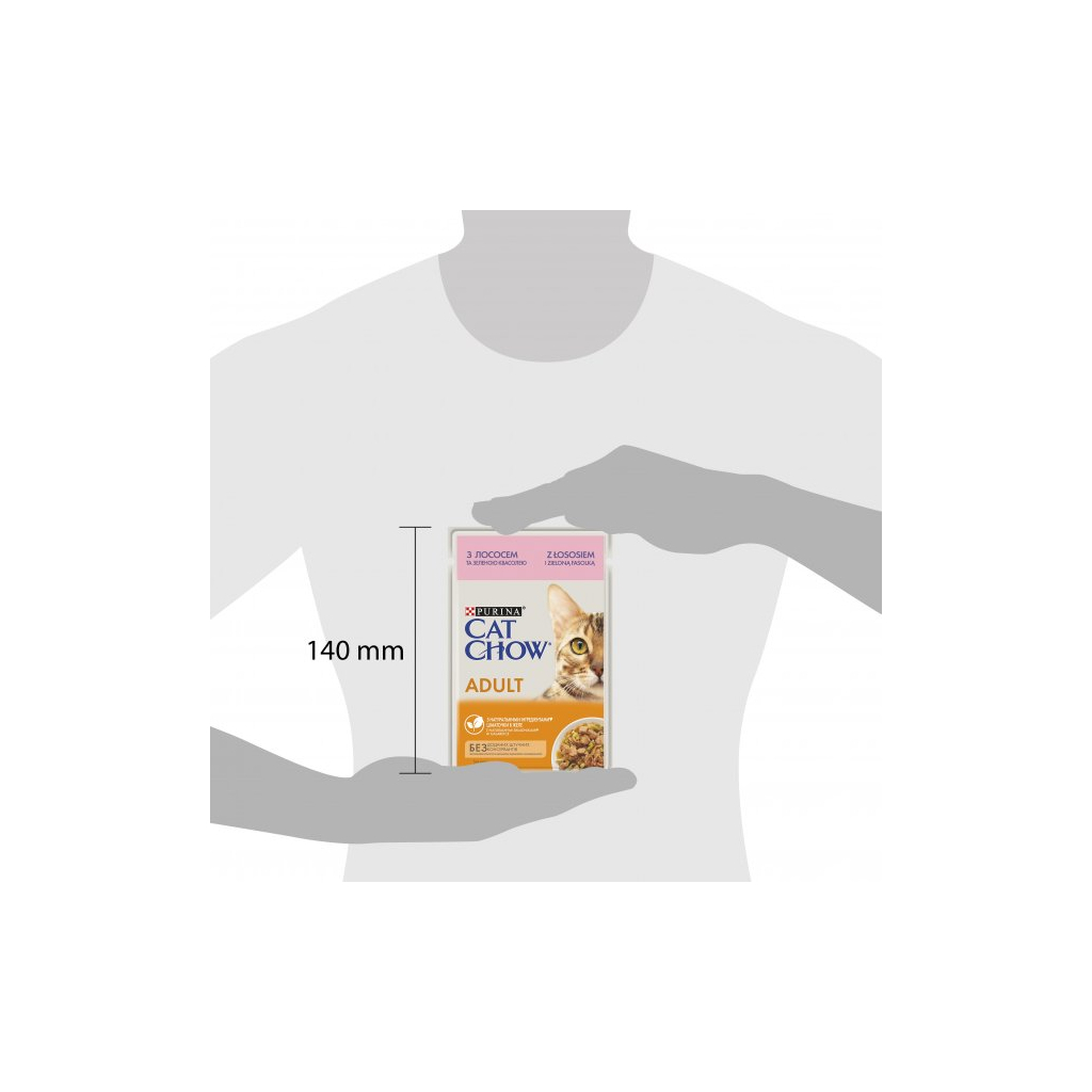 Вологий корм для кішок Purina Cat Chow Adult з лососем і зеленою квасолею в желе 85г (7613036595063)