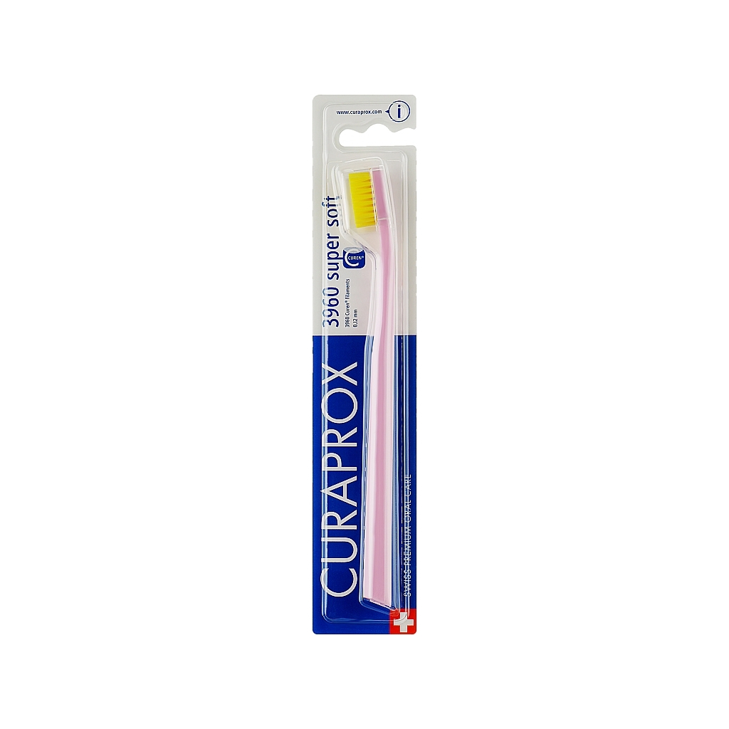 Зубна щітка Curaprox CS 3960 Super Soft Суперм'яка D 0.12 мм Рожева з жовтою щетиною (CS 3960-10)
