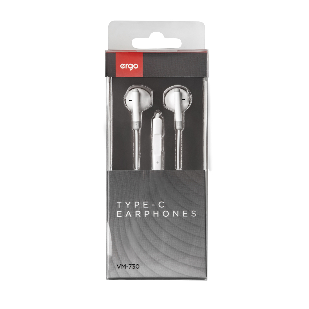 Навушники Ergo VM-730 Type-C Earphones White (VM-730W) Навушники Ergo VM-730 Type-C Earphones White (VM-730W)
