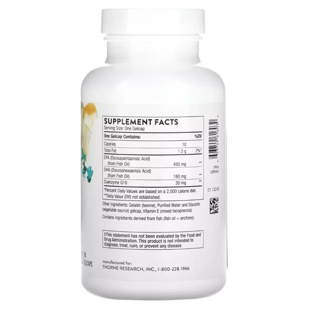 Вітамін Thorne Research Омега-3 з коензимом Q10, Omega-3 with CoQ10, 90 гелевих капсул (THR-61603) Вітамін Thorne Research Омега-3 з коензимом Q10, Omega-3 with CoQ10, 90 гелевих капсул (THR-61603)