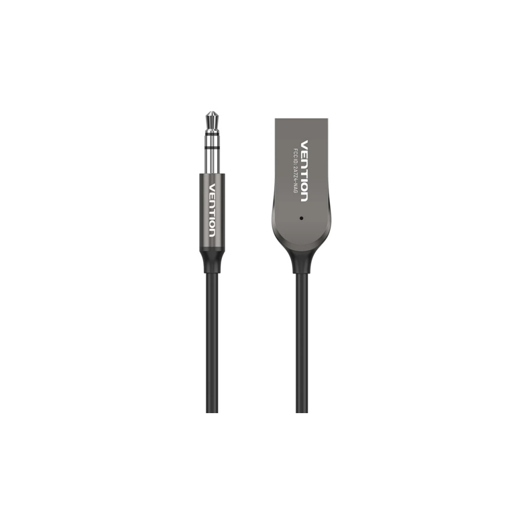 FM модулятор Vention AUX TRS 3.5мм USB Bluetooth 5.0 Coiled Cable 1.5M Gray Zinc (NAGHG)