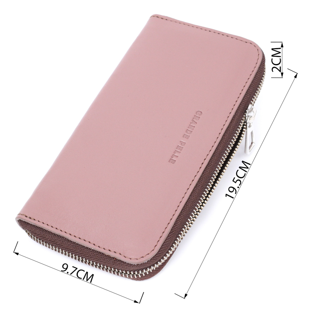 Портмоне Grande Pelle З натуральної шкіри Пудрове (16797)