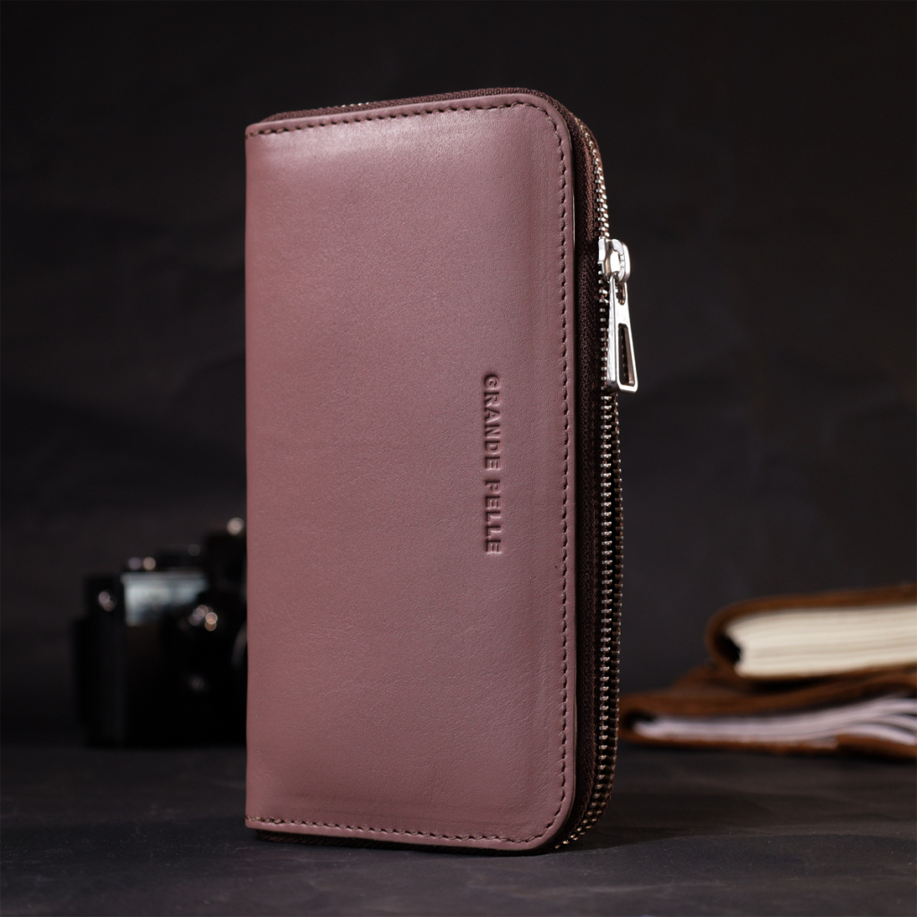 Портмоне Grande Pelle З натуральної шкіри Пудрове (16797)