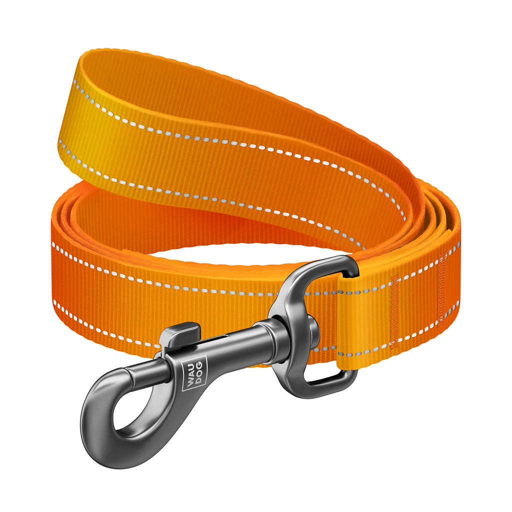 Повідець для собак WAUDOG Nylon Mono світловідбивний, S, Ш 15 мм, Д 300 см, помаранчевий (46434)