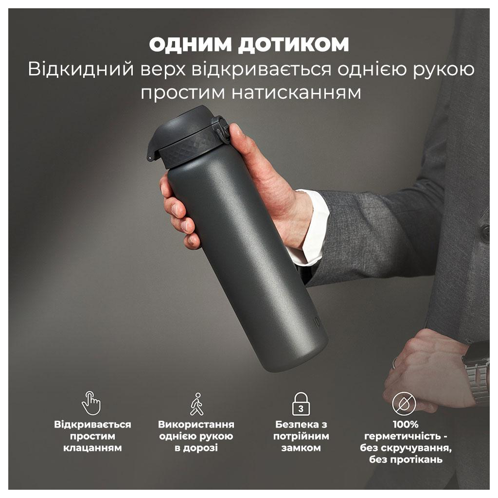 Пляшка для води ION8 OneTouch Vacuum Insulated 920 мл Grey (I8TS1000GRY)