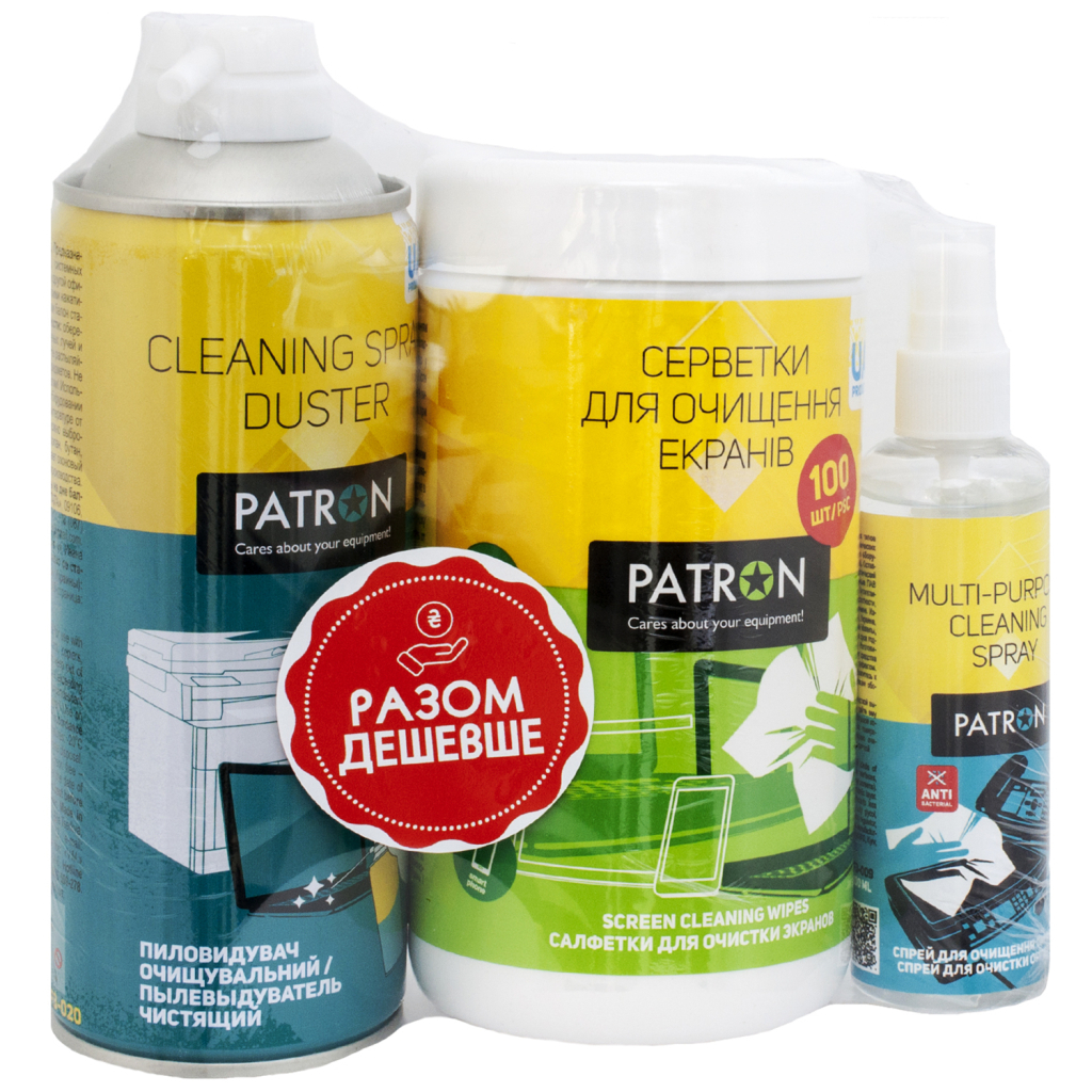 Універсальний чистячий набір Patron Spray f/tech100ml F3-009 +wipesF3-027 +sp.dusterF3-020 (CS-PN-BUNDL-3) Універсальний чистячий набір Patron Spray f/tech100ml F3-009 +wipesF3-027 +sp.dusterF3-020 (CS-PN-BUNDL-3)
