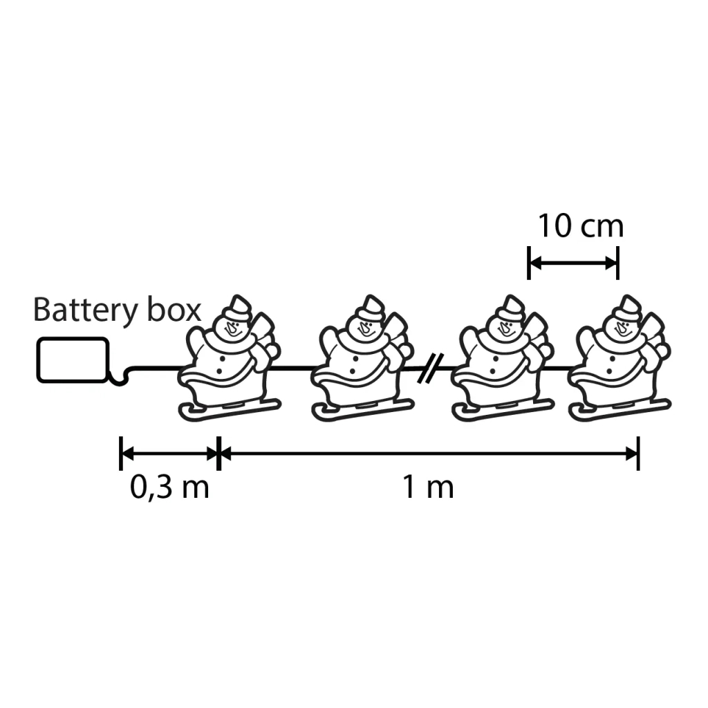 Гірлянда Luca Lighting Сніговик, струна, 1,3 м, класична біла, 10 LED 2AA, таймер (8720967822836)