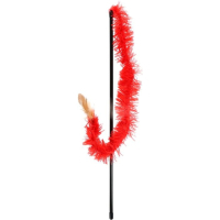 Cat Toy Hippie Pet Fishing Rod with Long Feathers Red 48cm (HIPCW2303034R)