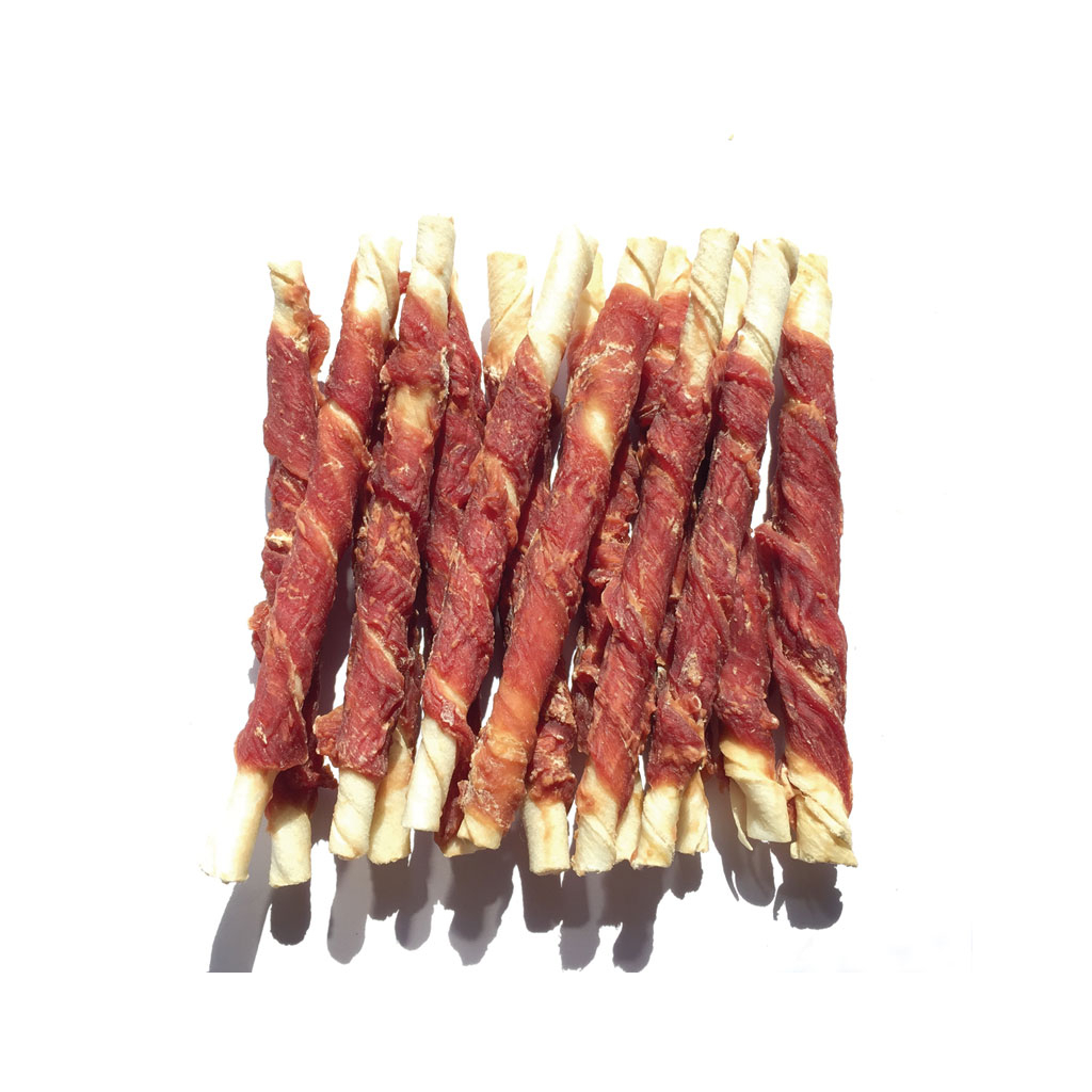 Ласощі для собак Lucky Star Качине в'ялене м'ясо на кальцінованій паличці 200 г (4820144301018)