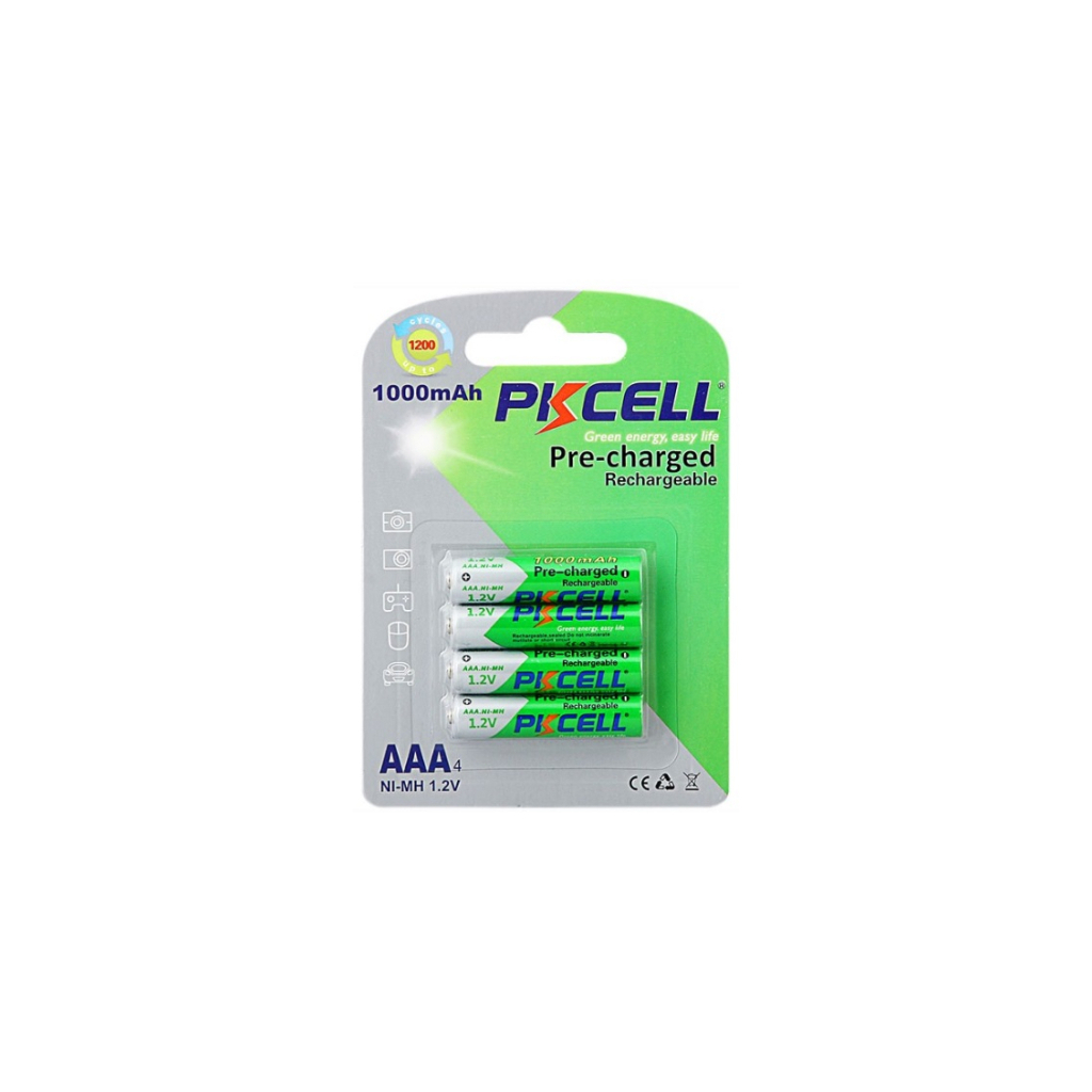 Акумулятор PkCell AAA R03 1000mAh 1.2V NiMH Already Charged, 4шт/бл (PC/AAA1000-4BA)