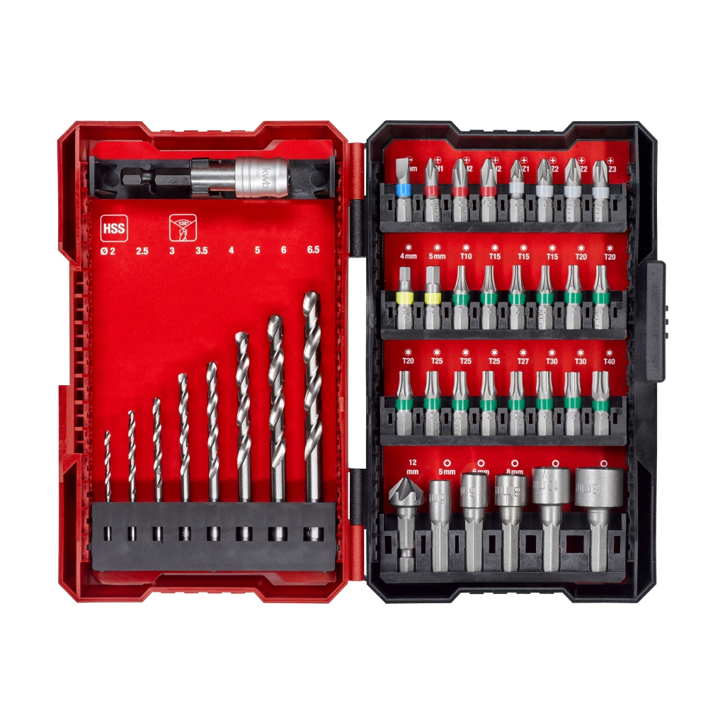 Набір свердл і біт Einhell L-Box, по металу HSS, 39шт (108911)