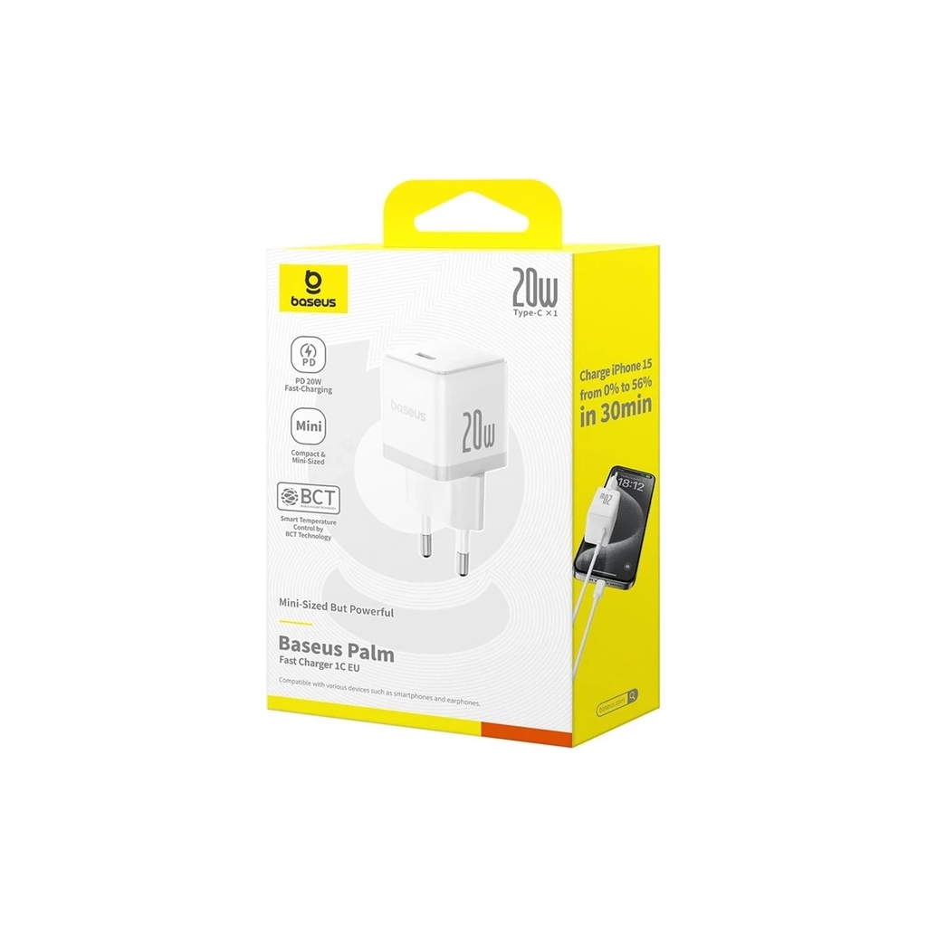 Зарядний пристрій Baseus USB-C PD20W white (P10111602213-00)