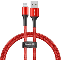 Дата кабель USB 2.0 AM to Lightning 0.5m 2.4A red Baseus (CALGH-A09)