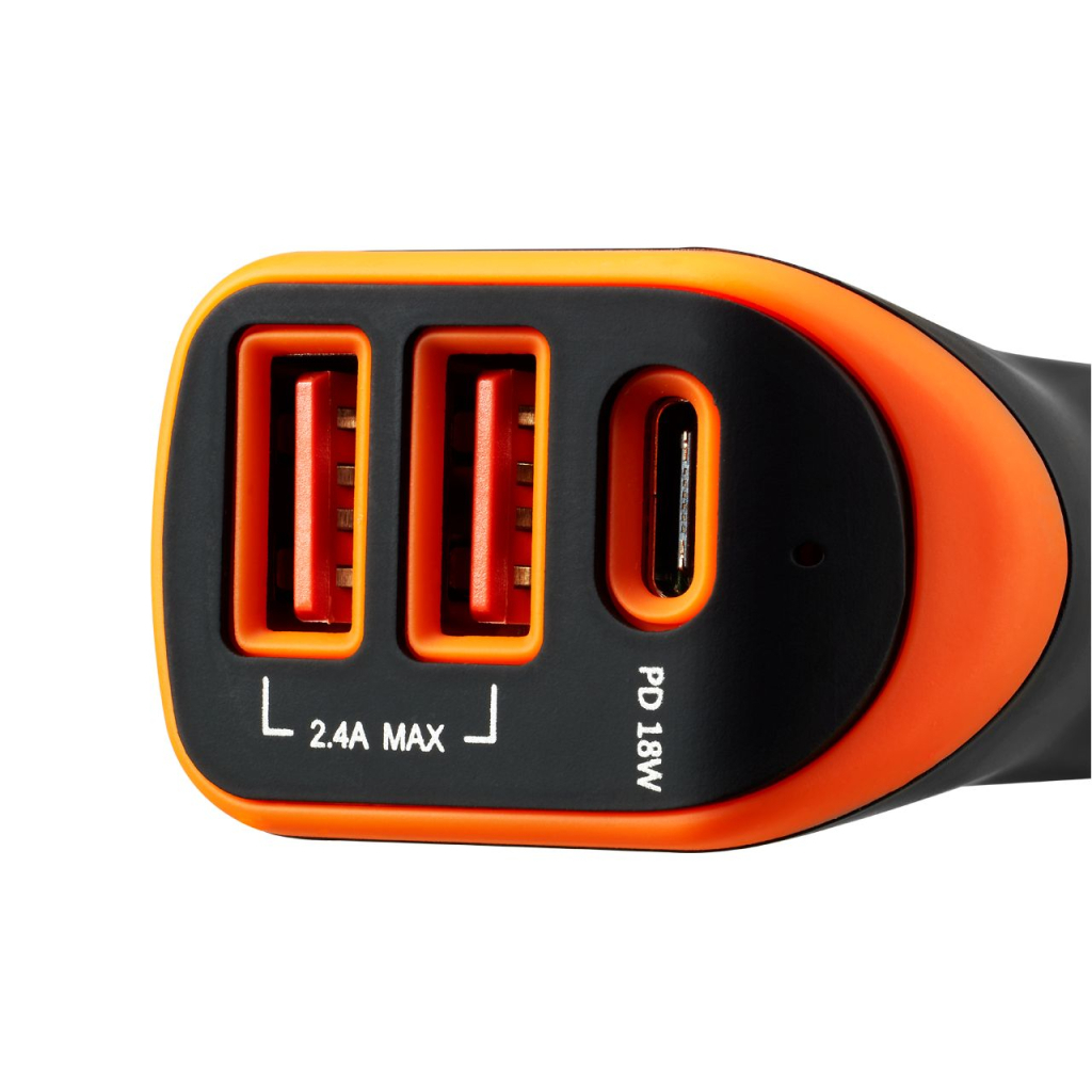 Зарядний пристрій Canyon Universal 3xUSB car adapter Black+Orange (CNE-CCA08BO)