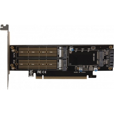 Плата розширення Frime PCI-E x16 до 2xM.2 (NVME+SATA) + 1x mSATA (ECF-PCIEtoSSD009.LP)