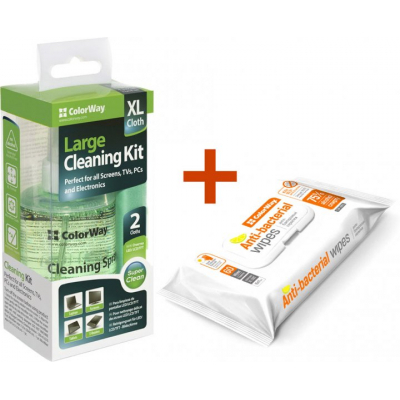 Універсальний чистячий набір ColorWay Cleaning Kit XL for Screens, TVs, PCs + CW-3960 SET (CW-5200/3960)