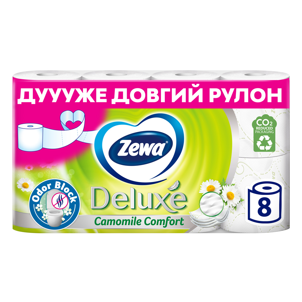 Туалетний папір Zewa Deluxe Ромашка 3 шари 8 рулонів (7322541171708)