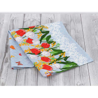 Fleece waffle printed towel Spring flowers -1, 45x80 cm (202.15_Spring flowers_1)