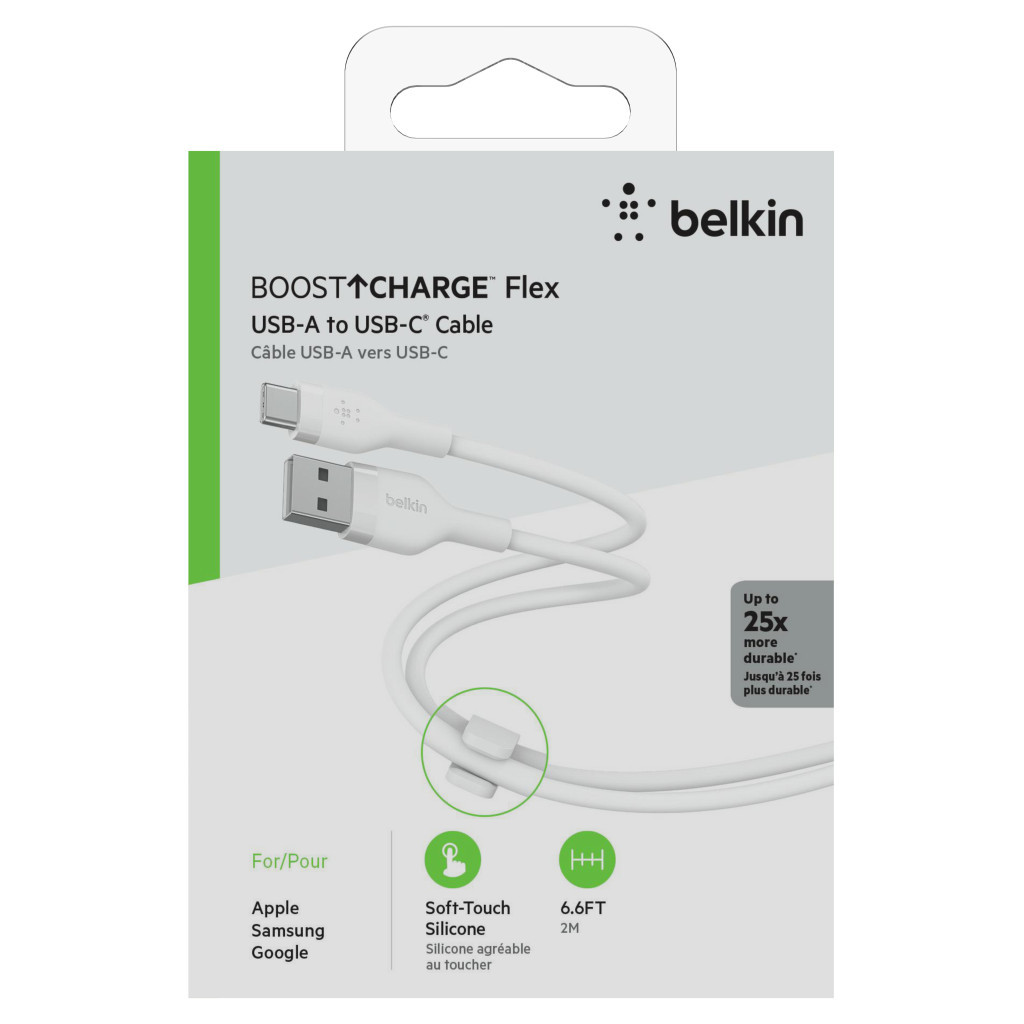 Дата кабель USB 2.0 AM to USB-C 2.0m white Belkin (CAB008BT2MWH)