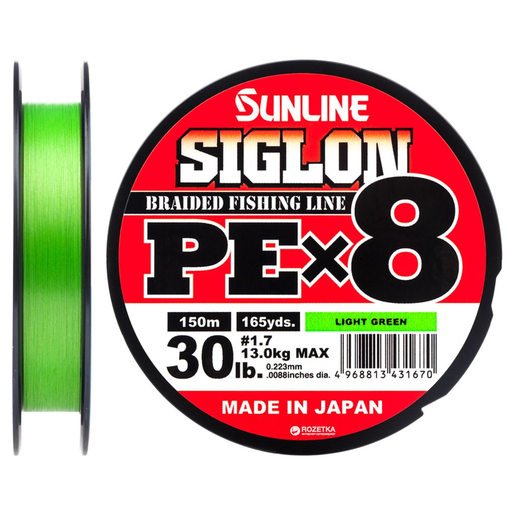 Шнур Sunline Siglon PE х8 150m 1.7/0.223mm 30lb/13.0kg Light Green (1658.09.68) Шнур Sunline Siglon PE х8 150m 1.7/0.223mm 30lb/13.0kg Light Green (1658.09.68)