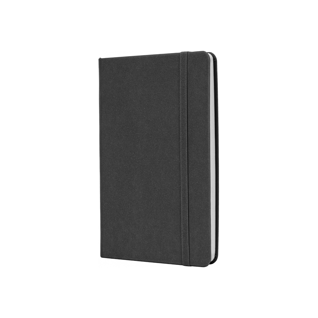 Книга записна Optima А5 MAGIC, тверда обкладинка, гумка, білий блок клітинка, чорний (O27102-01)