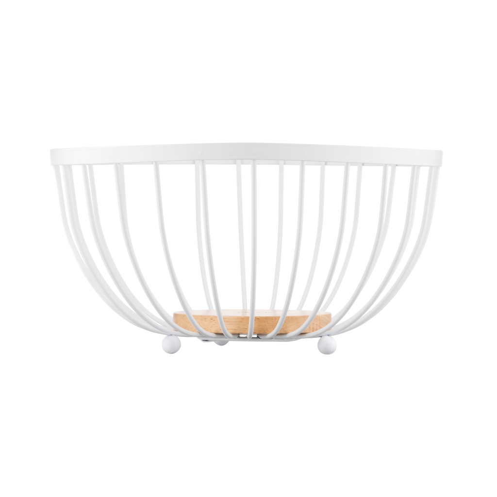 Фруктовниця Ardesto Midori 25х25х13см, метал, дерево, білий (AR0904W)