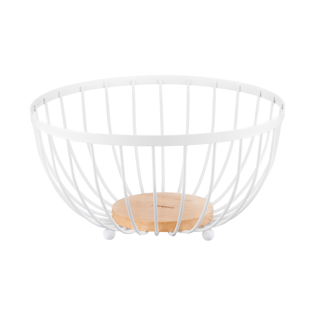 Фруктовниця Ardesto Midori 25х25х13см, метал, дерево, білий (AR0904W)