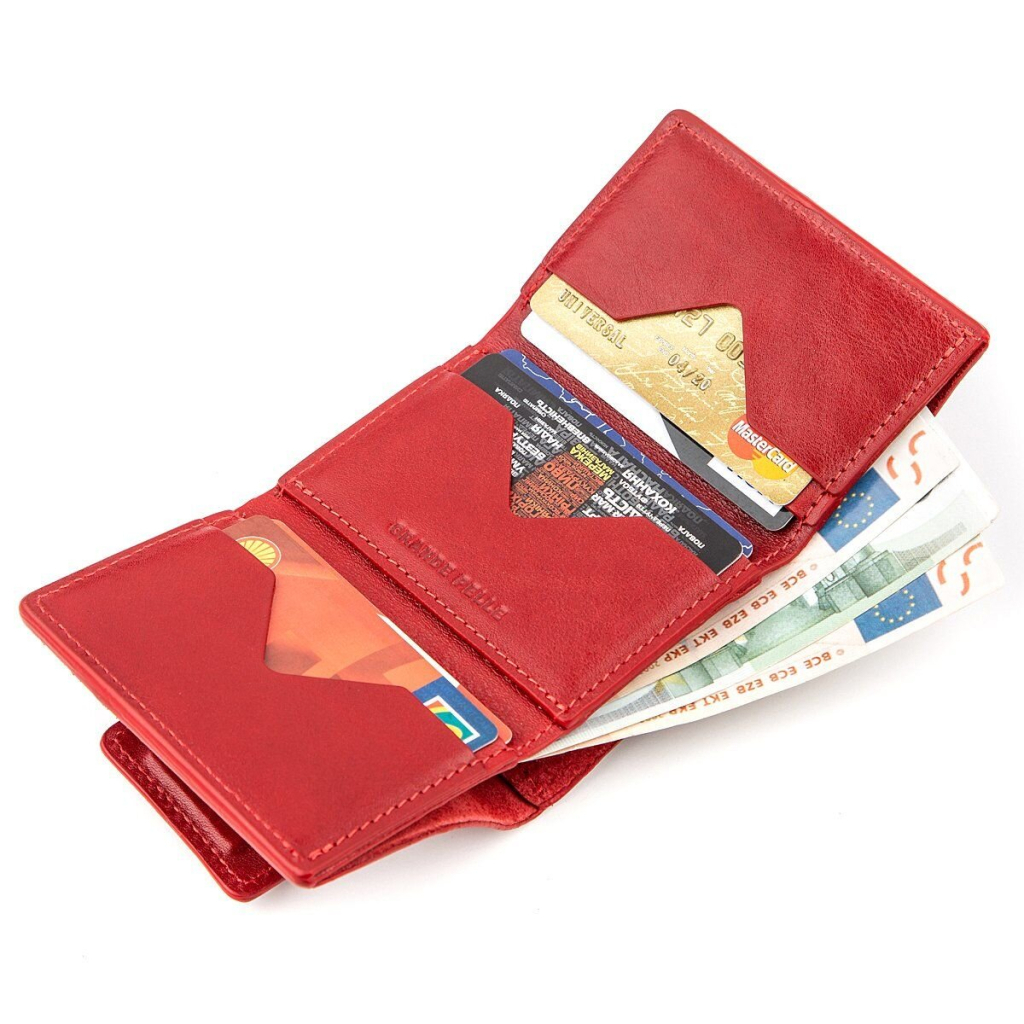 Портмоне Grande Pelle З гладкої шкіри Червоне (11153)