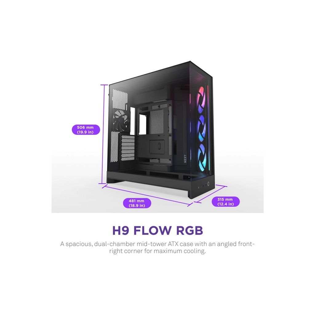 Корпус NZXT H9 Flow RGB Dual-Chamber All Black (CM-H92FB-R1) Корпус NZXT H9 Flow RGB Dual-Chamber All Black (CM-H92FB-R1)