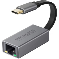 Adapter Promate USB-C to RJ45 Ethernet 1000Mbps gray (gigaLink-c.grey)