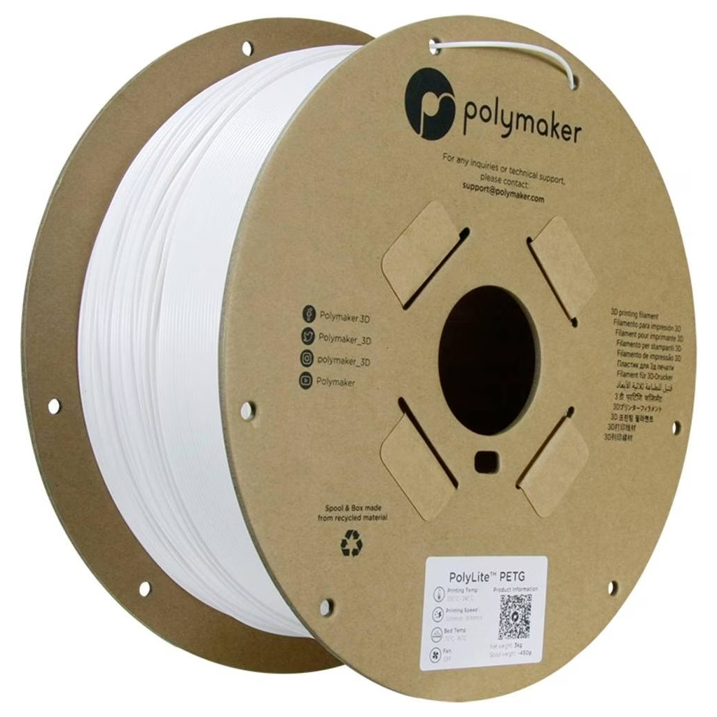 Пластик для 3D-принтера Polymaker PETG POLYLITE 1,75mm 3kg WHITE (PB01052)