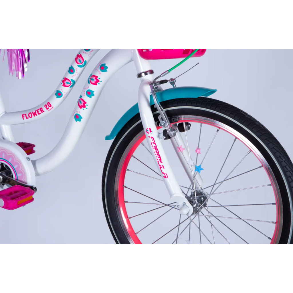 Велосипед Formula 20" Kid FLOWER PREMIUM BH рама-10" ST 2026 білий з рожевим та бірюзовим (OPS-FRK-20-244) Велосипед Formula 20" Kid FLOWER PREMIUM BH рама-10" ST 2026 білий з рожевим та бірюзовим (OPS-FRK-20-244)