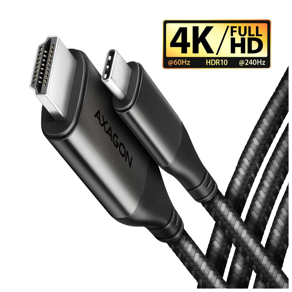 Кабель мультимедійний USB-C to HDMI M 1.8m black AXAGON (RVC-HI2MC) Кабель мультимедійний USB-C to HDMI M 1.8m black AXAGON (RVC-HI2MC)