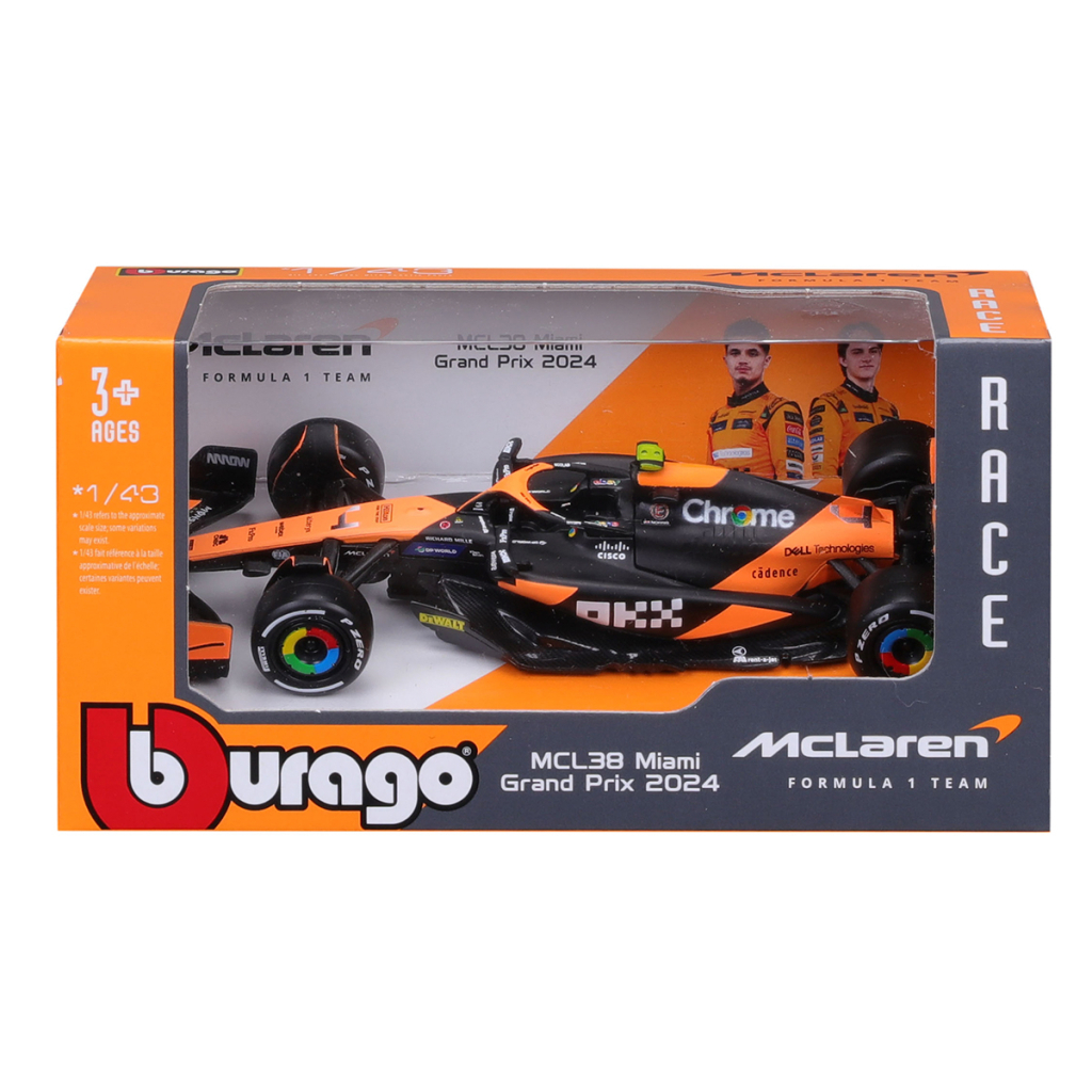 Масштабна модель автомобіля Bburago Автомодель - McLaren F1 MCL38 (2024), 1:43 (18-38214)