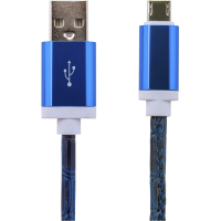 Дата кабель USB 2.0 AM to Micro 5P 1.0m Bl (кожа) синий LogicPower (5135)