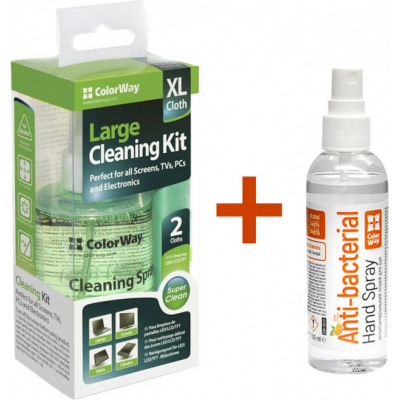 Універсальний чистячий набір ColorWay Cleaning Kit XL for Screens, TVs, PCs + CW-3912 SET (CW-5200/3912)