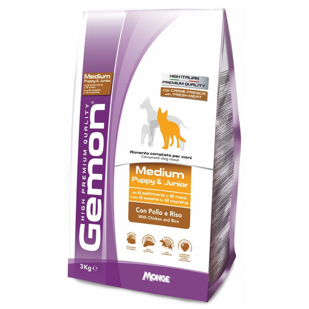 Сухий корм для собак Gemon Dog Medium pup&jun курка з рисом 3 кг (8009470386197)