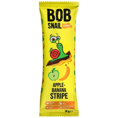 Цукерка Bob Snail Яблучно-банановий страйп, 14 г (4820219344254)